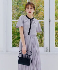 Tiaclasse L 【新色追加・洗える】フロントタック配色ブラウス