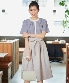 Tiaclasse L 【新色追加・洗える】フロントタック配色ブラウス