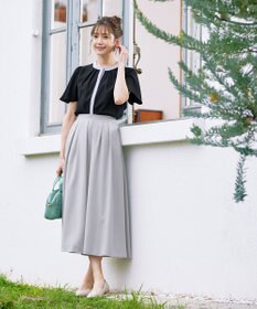 Tiaclasse L 【新色追加・洗える】フロントタック配色ブラウス