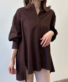 UNFILO 【GISELe 6月号掲載/洗える】リネンレーヨンバンドカラーシャツ