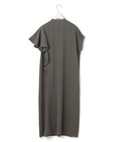 ICB 【接触冷感・UVケア・防シワ・洗える】エステルダブルクロス ラッフルスリーブワンピース