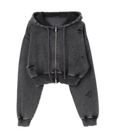 WEGO ダメージショートジップパーカー
