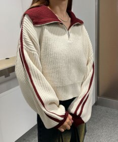 WEGO ハーフジップニットプルオーバー