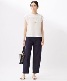 自由区 L 【カタログ掲載・洗える】リネンサッカーコンビブロッキング カットソー