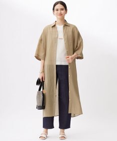 自由区 L 【カタログ掲載・洗える】リネンサッカーコンビブロッキング カットソー