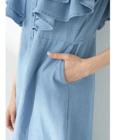 earth music&ecology ラッフル前開きデニムワンピース