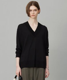 洗える】シルクヴィスコースハイゲージ Vネックニット / ICB