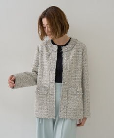 YECCA VECCA ノーカラーツイードジャケット