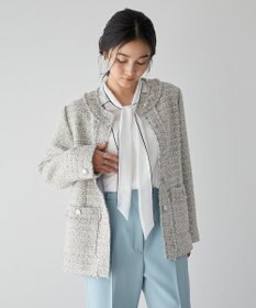 YECCA VECCA ノーカラーツイードジャケット