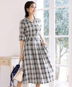 Tiaclasse L 【洗える】小顔効果も期待できるスキッパーシャツワンピース