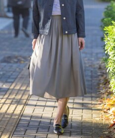 J.PRESS LADIES 【洗える】ソフトブロード ランダムタック スカート