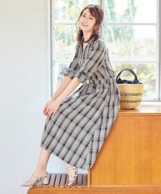 Tiaclasse L 【洗える】小顔効果も期待できるスキッパーシャツワンピース