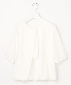 自由区 S 【洗える】ロイヤルシフォンドレープタイ半袖 ブラウス