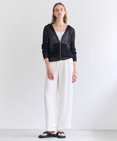 BEIGE， OPTICAL / ペーパーヤーンフーディージップニット