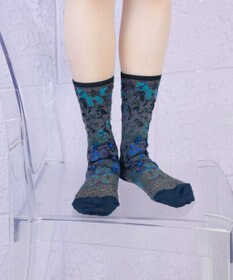 COQ antigua flower ラメ花柄ソックス