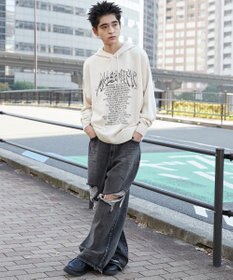 WEGO グラフィックプリントニットパーカー