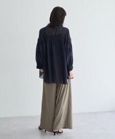 YECCA VECCA 綿麻シアーボリュームギャザーシャツ