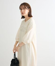 Green Parks ７分袖裏毛ドッキングロゴワンピース