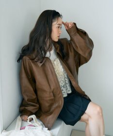 earth music&ecology フェイクレザージップジャケット