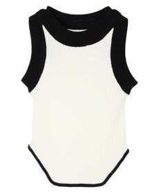 Green Parks デザインヘム配色ニットタンクトップ