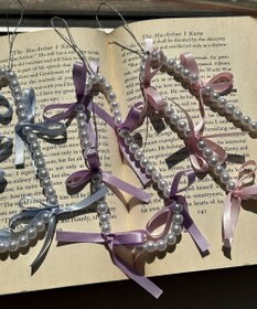 WEGO リボンパールストラップキーホルダー