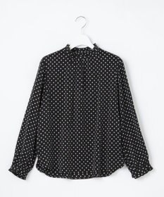 J.PRESS LADIES S 【洗える】ピーチサテン 幾何プリント ブラウス