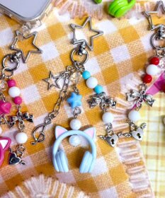 WEGO ネコミミヘッドホンビーズキーホルダー
