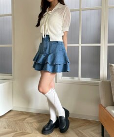 WEGO デニムフリルミニスカート