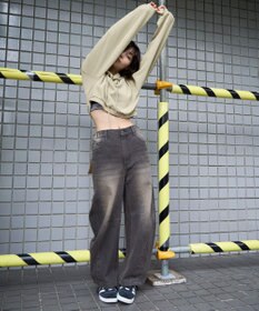 WEGO ピグメントショートグラフィックプルパーカー