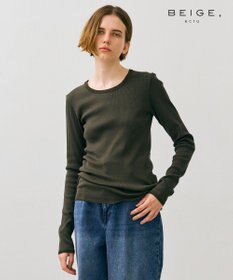 BEIGE， 【BEIGE,ecru/WEB限定・洗える】RIB TOPS /  コットンシルクロングスリーブトップス