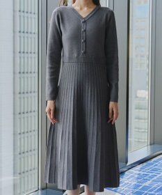 Tiaclasse 【洗える】くるみ釦ニットワンピース