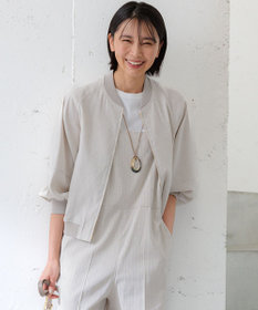 162新品 23区 リネンレーヨンストレッチ ブルゾン ノーカラージャケット38 23区 ブルゾン アウター 「洗える」リネンレーヨンストレッチ