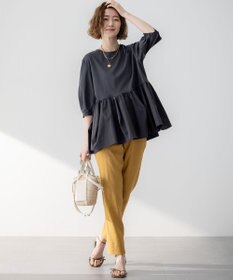 23区 【GLOW8月号掲載/洗える】ランダムフリルジャージー ペプラム カットソー