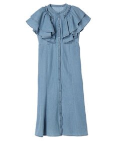 earth music&ecology ラッフル前開きデニムワンピース