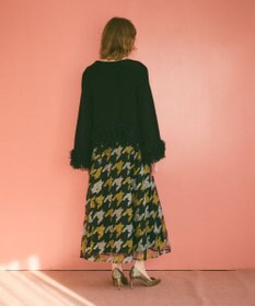 GRACE CONTINENTAL ラメフェザーフリンジカーディガン