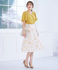 Tiaclasse 【洗える】シフォンフレアスリーブブラウス