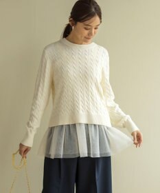 組曲 L 【前後着用可】コットンカシミヤ混2WAYケーブル ニット