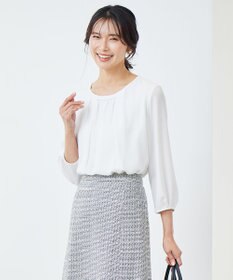 23区 L 【洗える】シルキーデシン ギャザー カットソー