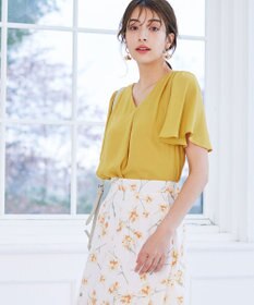 Tiaclasse 【洗える】シフォンフレアスリーブブラウス