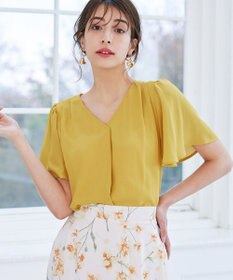 Tiaclasse 【洗える】シフォンフレアスリーブブラウス