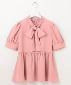 Feroux 【洗える】ペプラム ボウタイブラウス