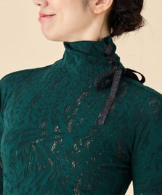 Chacott 【ノーソーイングニット】サイドリボンハイネックニットトップ