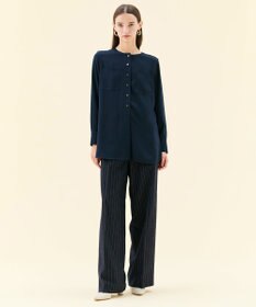 BEIGE， DELAND / ウールピンストライプハイウエストタックパンツ