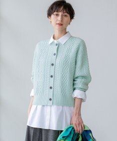 23区 S 【洗える】カシミヤブレンド ケーブルニットカーディガン