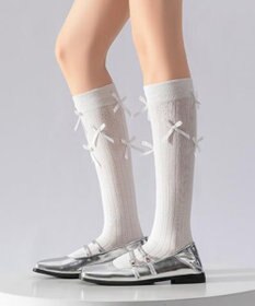 WEGO リボン付きハイソックス