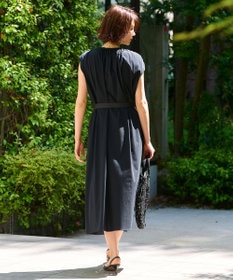 自由区 L 【洗える】ライトギャザーフレンチスリーブ ワンピース