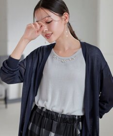 Tiaclasse L 【洗える】ビジュー付きフレンチニット