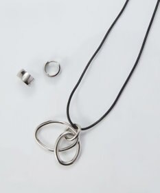 Phoebe 【限定セット】アーバンクロストップコードネックレス×ワンタッチワイドフープミニピアス