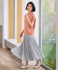 ANY 【洗濯機可/アンチピリング/UVカット】アクリルガーターフレンチスリーブニット