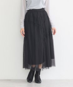 earth music&ecology シャーリングギャザーチュールスカート